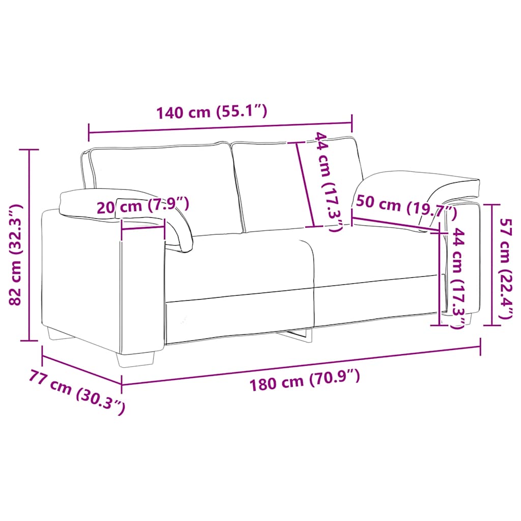 Divano Divanetto Grigio Chiaro 180x77x82 cm in Velluto | homemem39