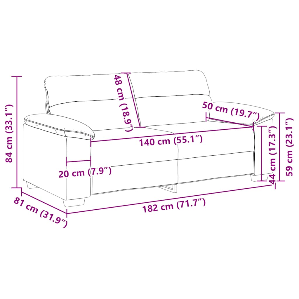 Divano a 2 Posti Grigio Scuro 180x81x84 cm in Tessuto | homemem39