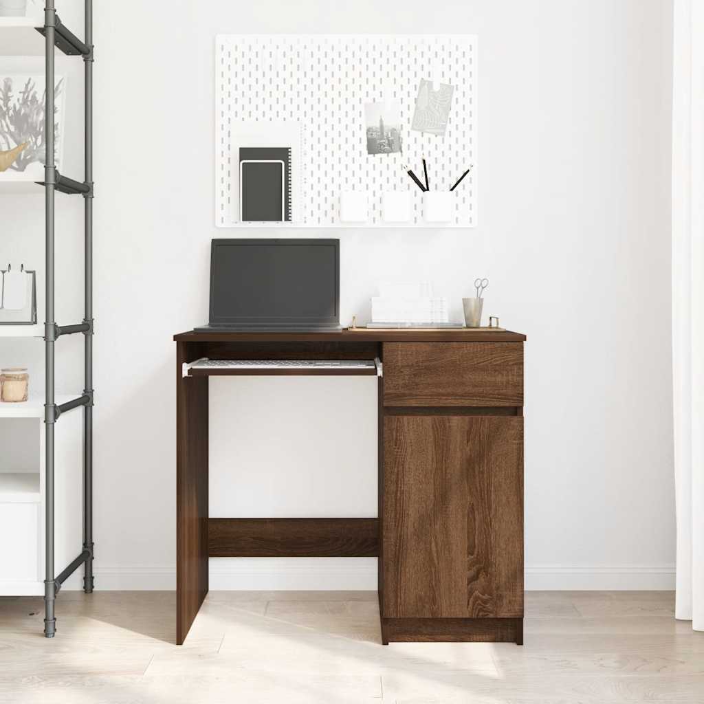 Scrivania Rovere Marrone 86x49x76 cm in Legno Multistrato - homemem39