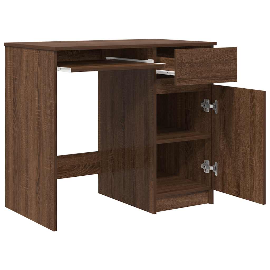 Scrivania Rovere Marrone 86x49x76 cm in Legno Multistrato - homemem39
