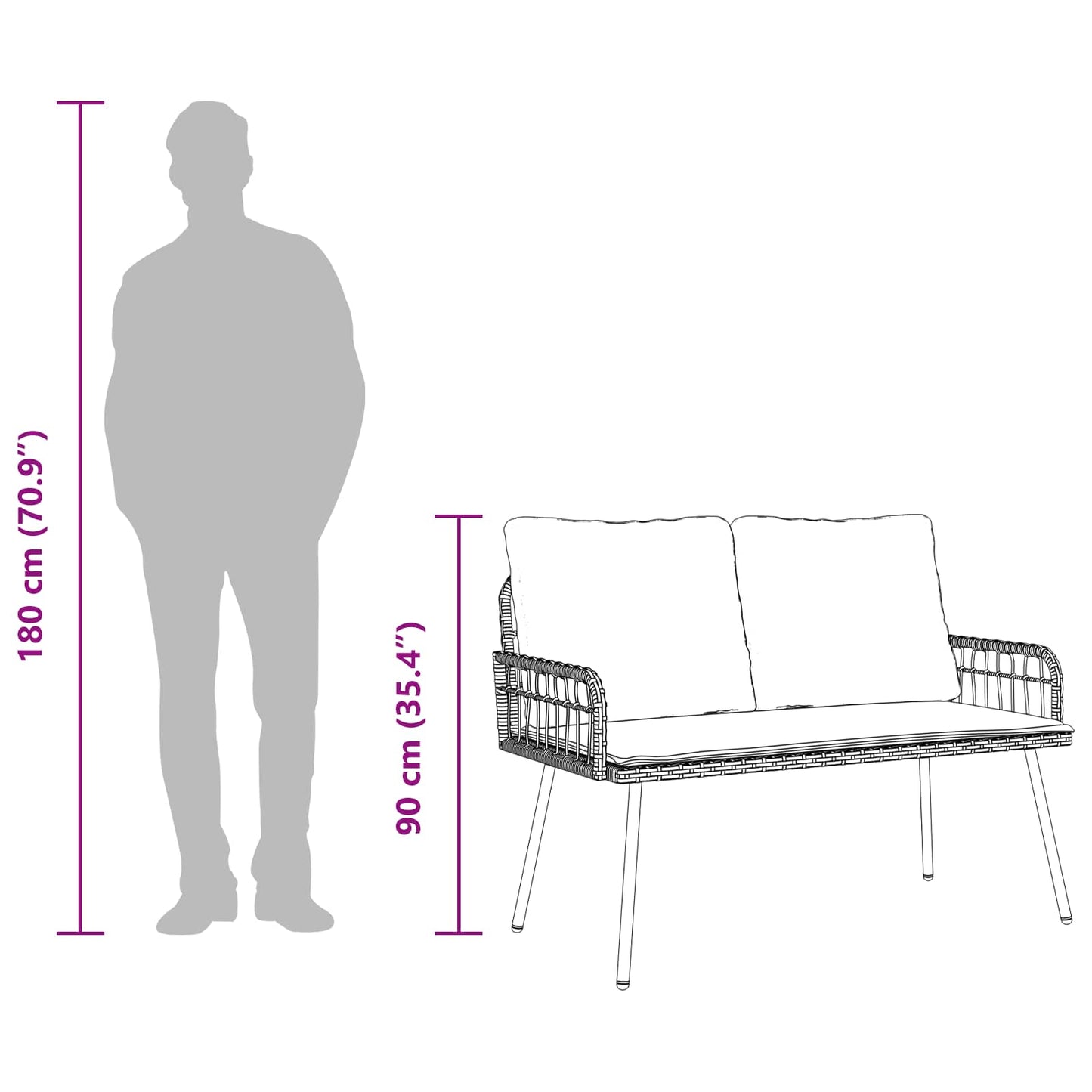 Panchina da giardino Antracite 114 x 64 x 90cm Acciaio