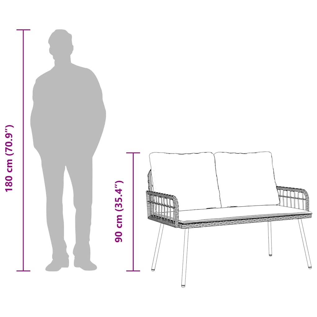 Panchina da giardino Marrone 114 x 64 x 78cm Metallo