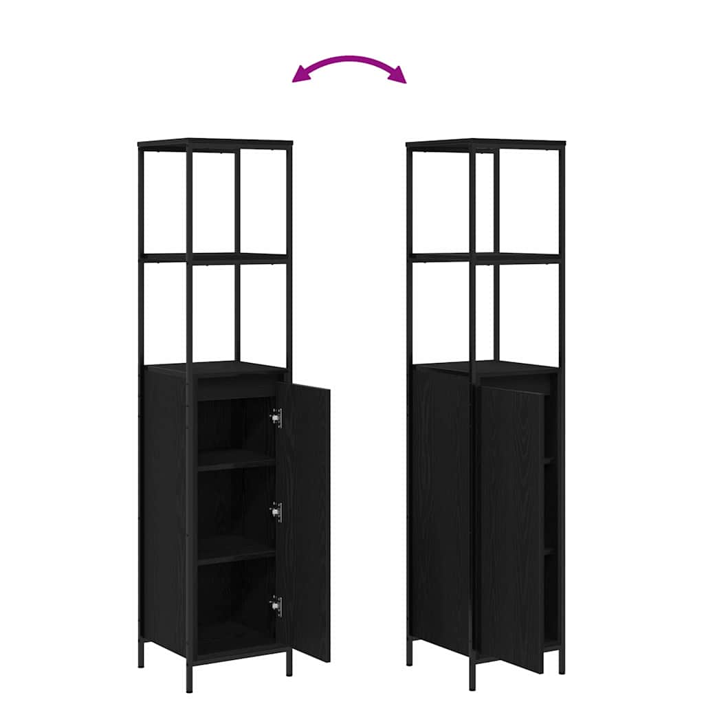 Set di mobili per il bagno 3 pz Rovere Nero 36 x 35 x 165 cm | homemem39