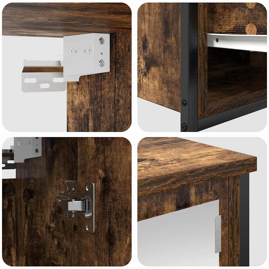 Set di mobili per il bagno 5 pcs Rovere Affumicato e Nero | homemem39