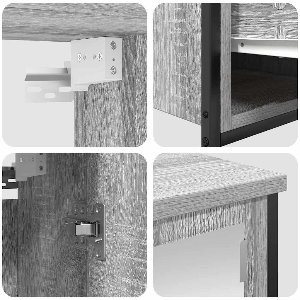 Set di mobili per il bagno 5 pz Grigio Sonoma e Nero
