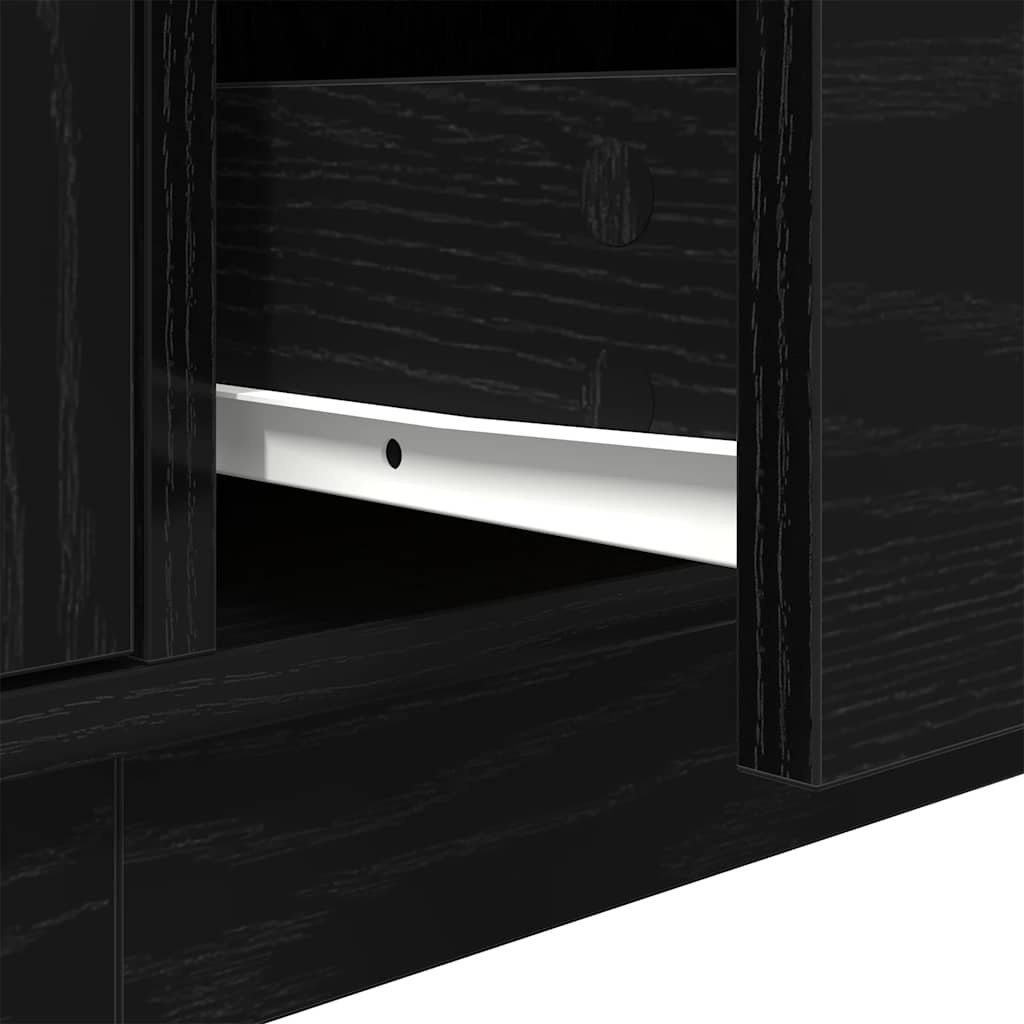 Mobile Porta TV con Luci LED Rovere Nero 193,5x41x50 cm