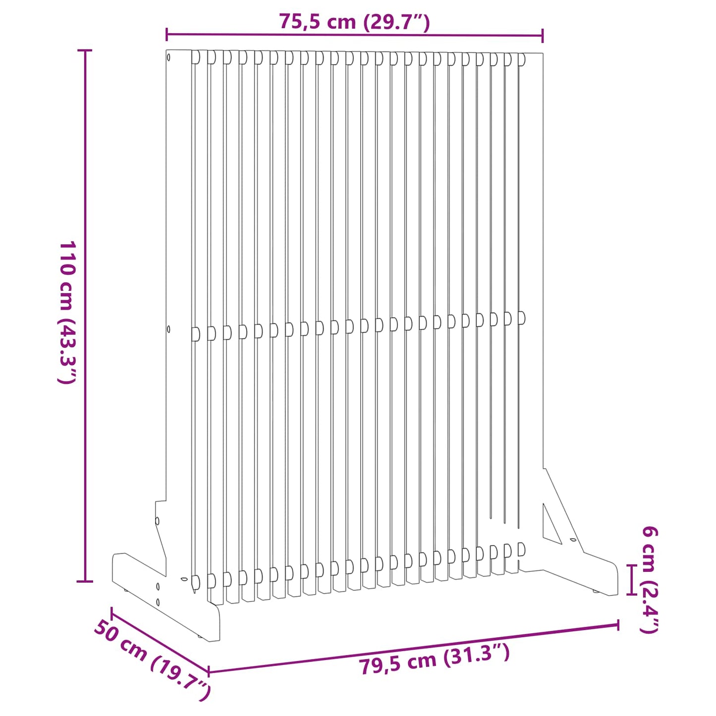 Schermo per Privacy Marrone 79,5 x 50 x 110 cm