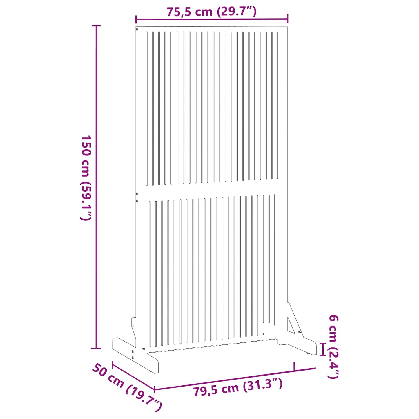Schermo per Privacy Marrone 79,5 x 50 x 150 cm