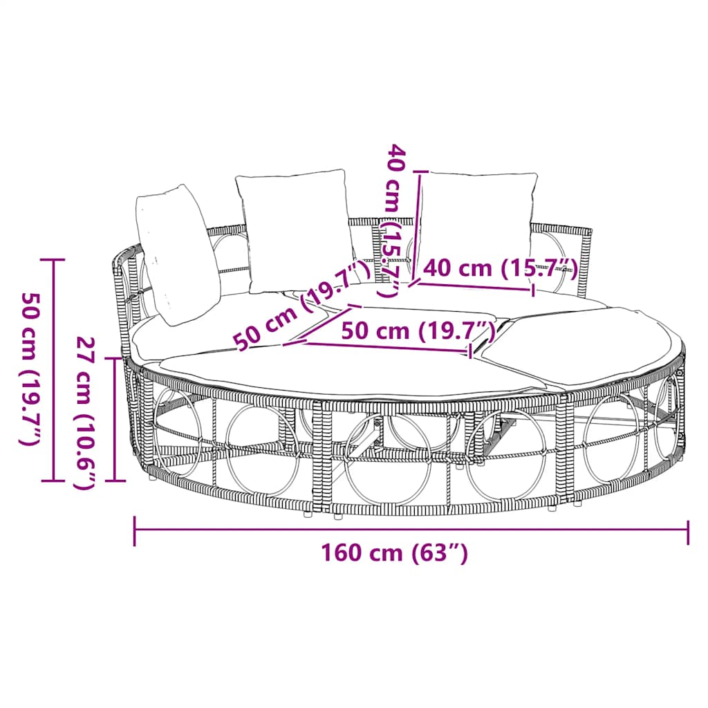 Lettino Prendisole Esterno senza Tetto in Polyrattan - homemem39