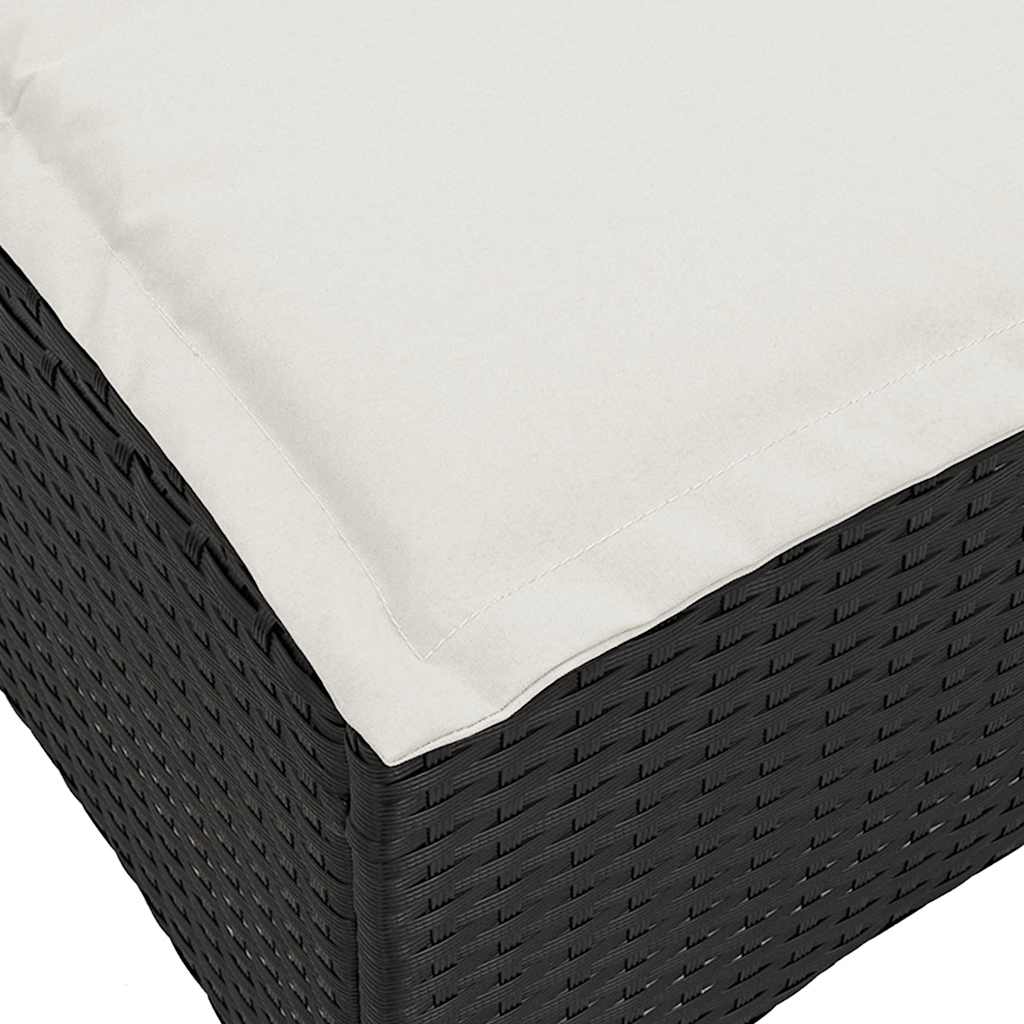 Divano da Giardino Reclinabile a L con Cuscini Nero Polyrattan | homemem39