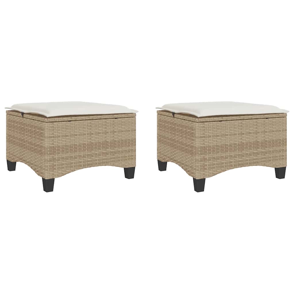 Sgabelli Giardino con Cuscini 4pz Beige 55x55x36 cm Polyrattan - homemem39