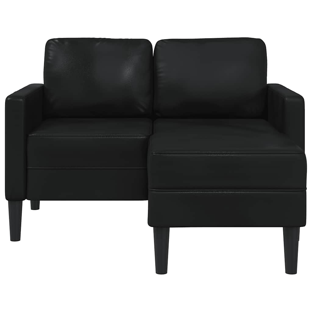 Divano 2 Posti con Chaise longue a L Nero 125 cm in Similpelle