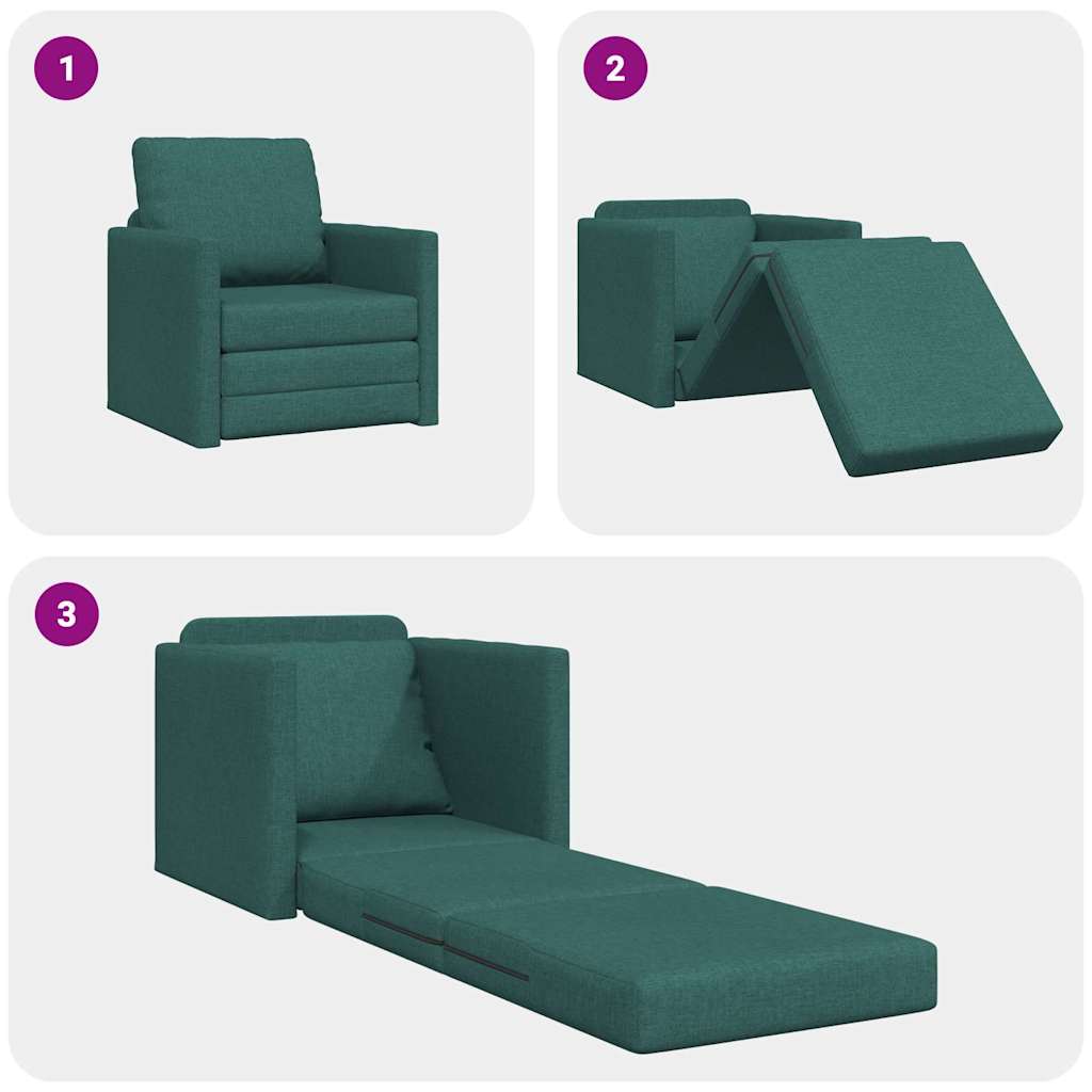 Divano Letto con cuscino Verde scuro 74 x 77 x 81 cm Tessuto