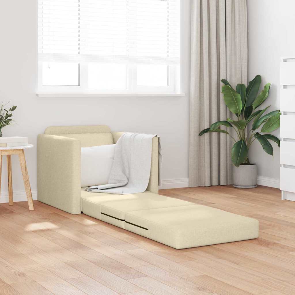 Divano Letto con cuscino Crema 74 x 77 x 81 cm Tessuto