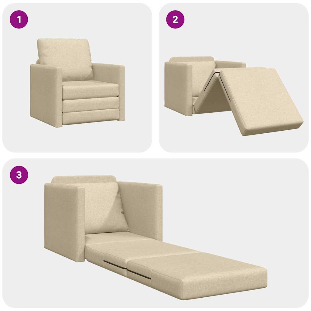 Divano Letto con cuscino Crema 74 x 77 x 81 cm Tessuto
