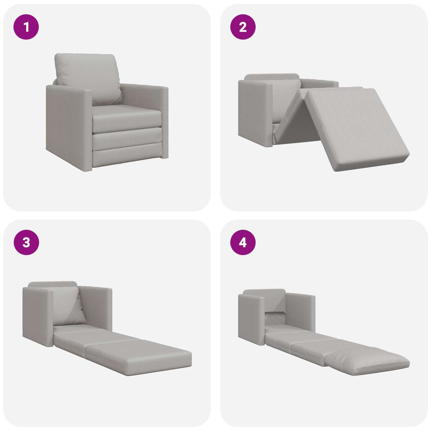 Divano letto Grigio Nuvola 74 x 77 x 81 cm Tessuto