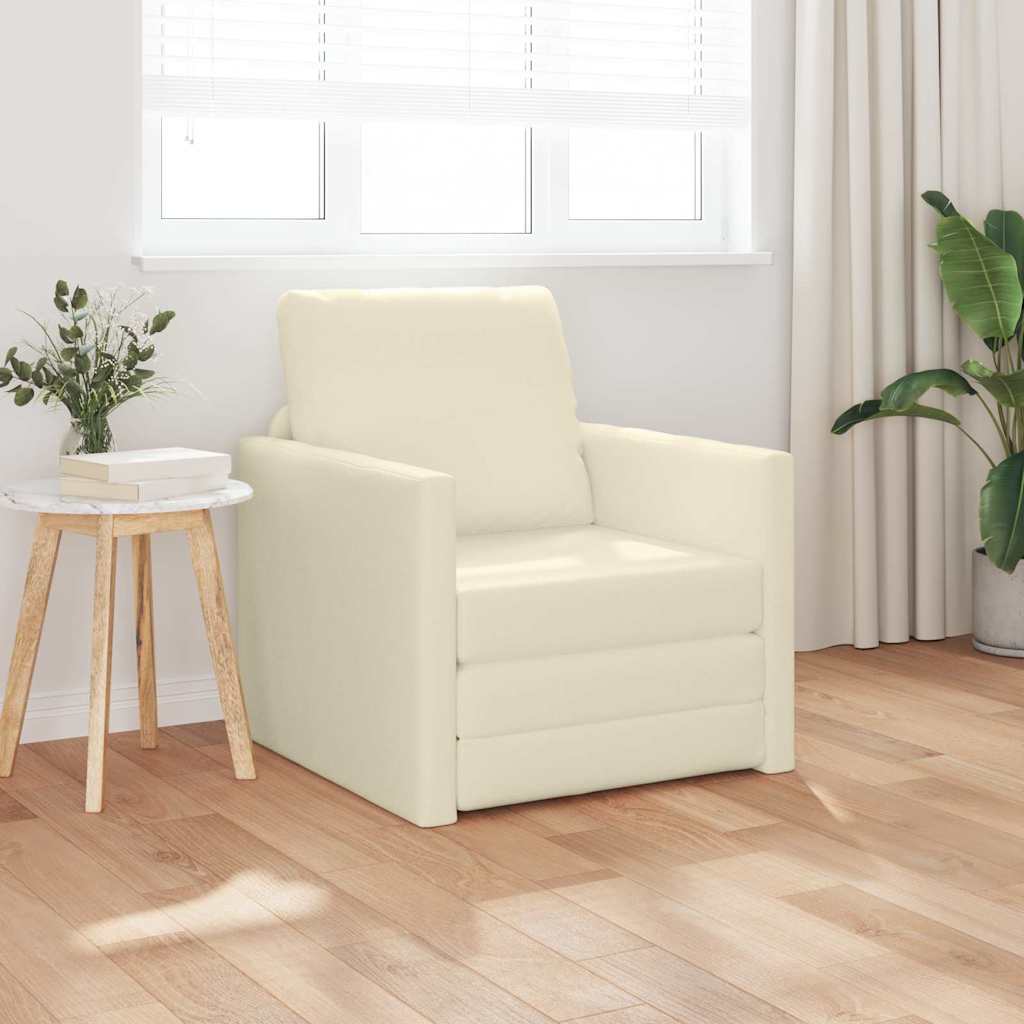 Divano Letto a Terra Crema 74 x 77 x 81 cm Pelle sintetica
