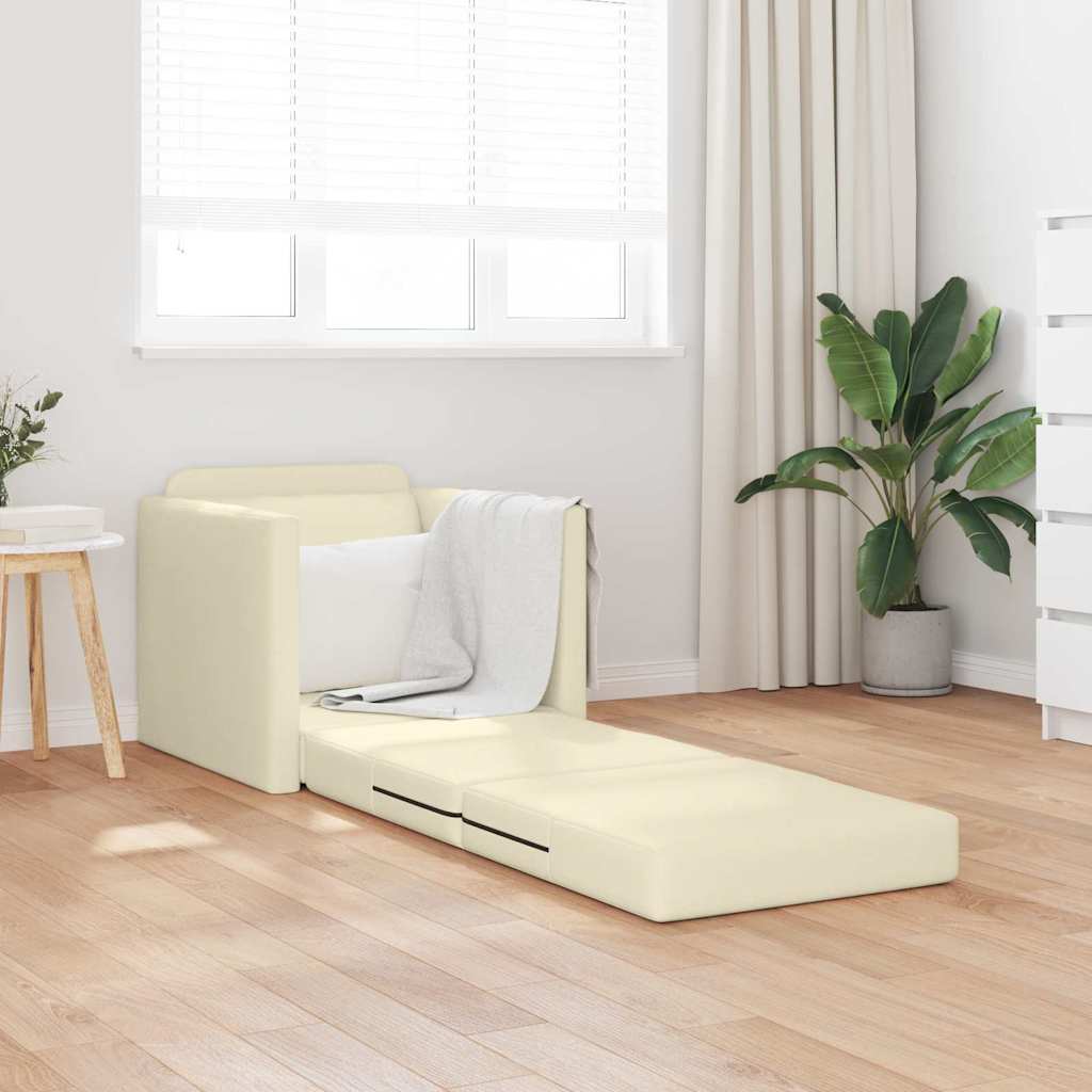 Divano Letto a Terra Crema 74 x 77 x 81 cm Pelle sintetica