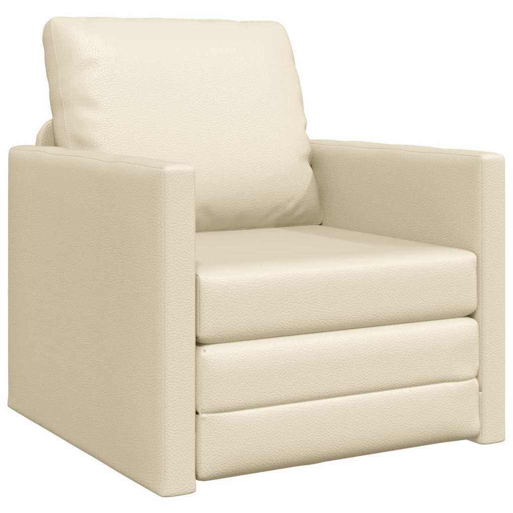 Divano Letto a Terra Crema 74 x 77 x 81 cm Pelle sintetica