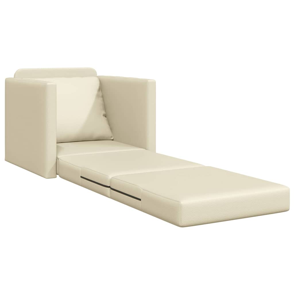 Divano Letto a Terra Crema 74 x 77 x 81 cm Pelle sintetica
