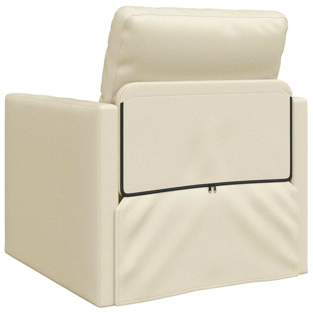 Divano Letto a Terra Crema 74 x 77 x 81 cm Pelle sintetica