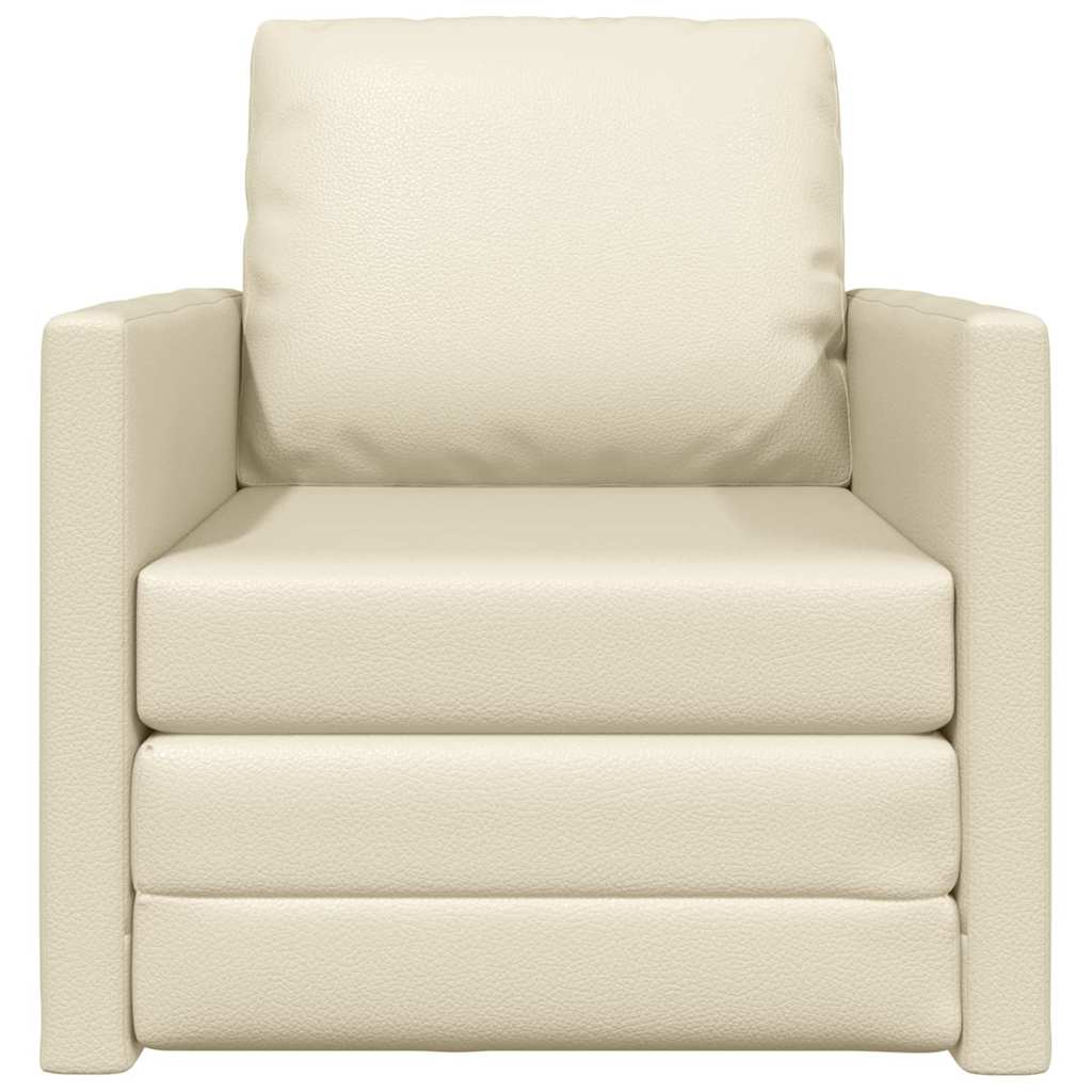 Divano Letto a Terra Crema 74 x 77 x 81 cm Pelle sintetica