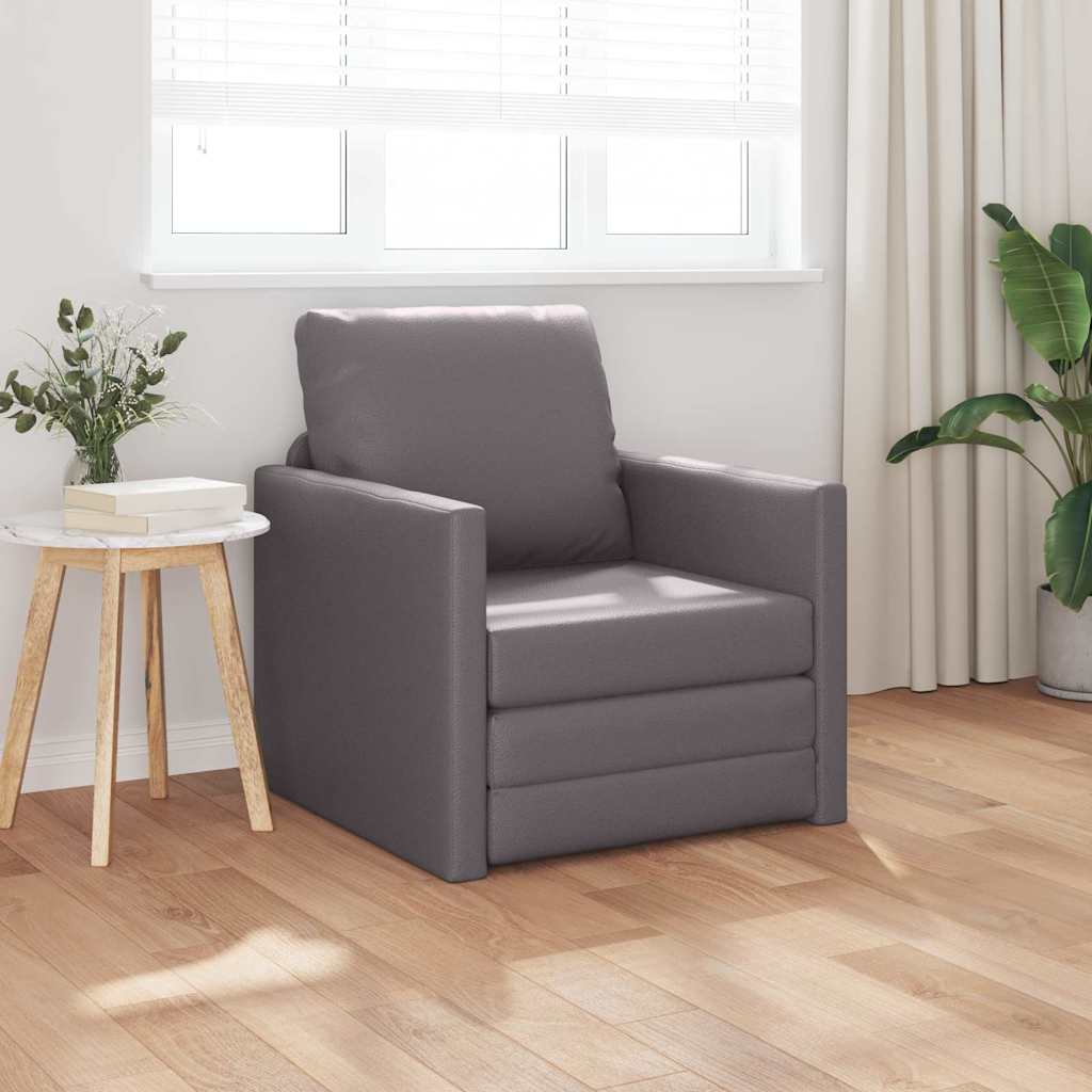 Divano Letto a Terra Grigio 74 x 77 x 81 cm Pelle sintetica