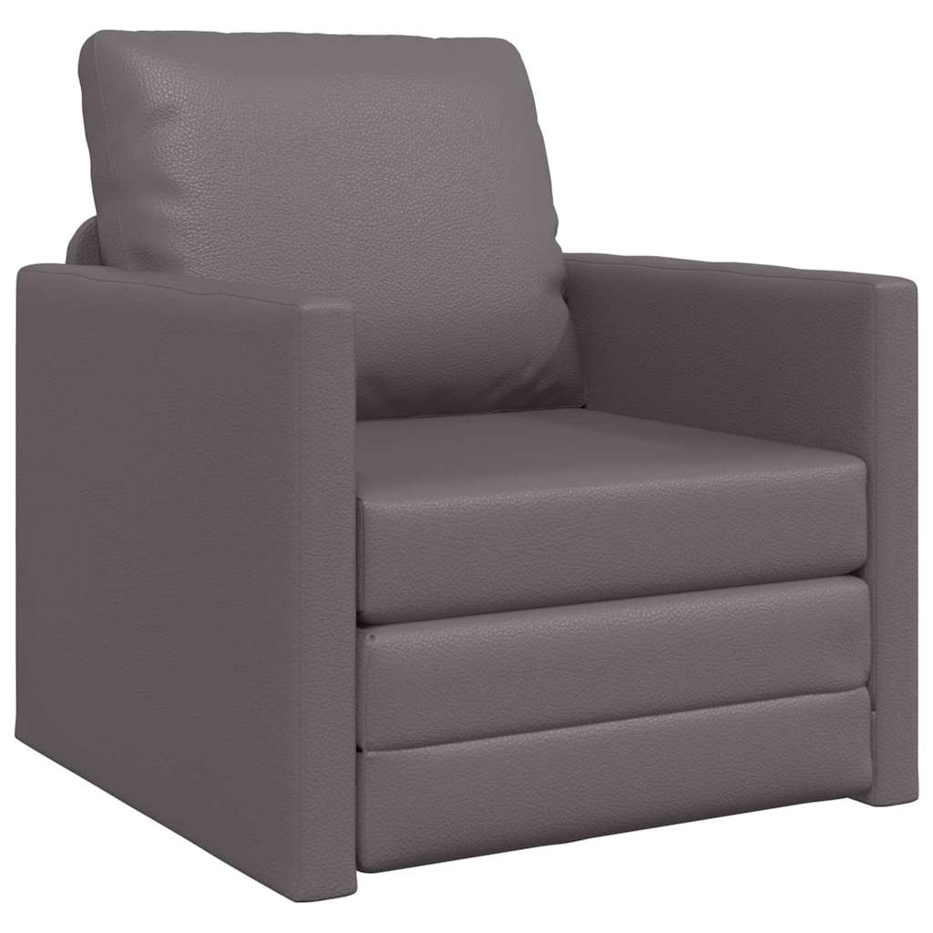 Divano Letto a Terra Grigio 74 x 77 x 81 cm Pelle sintetica