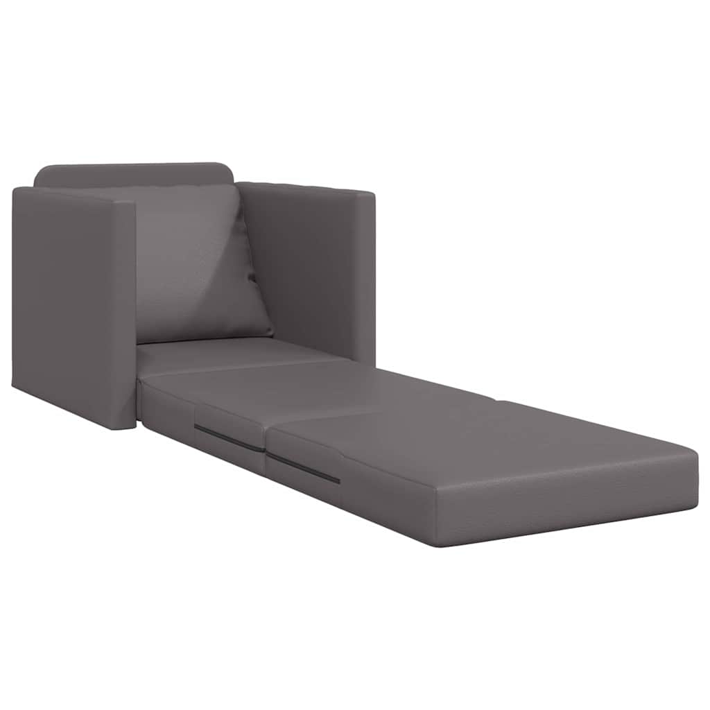 Divano Letto a Terra Grigio 74 x 77 x 81 cm Pelle sintetica