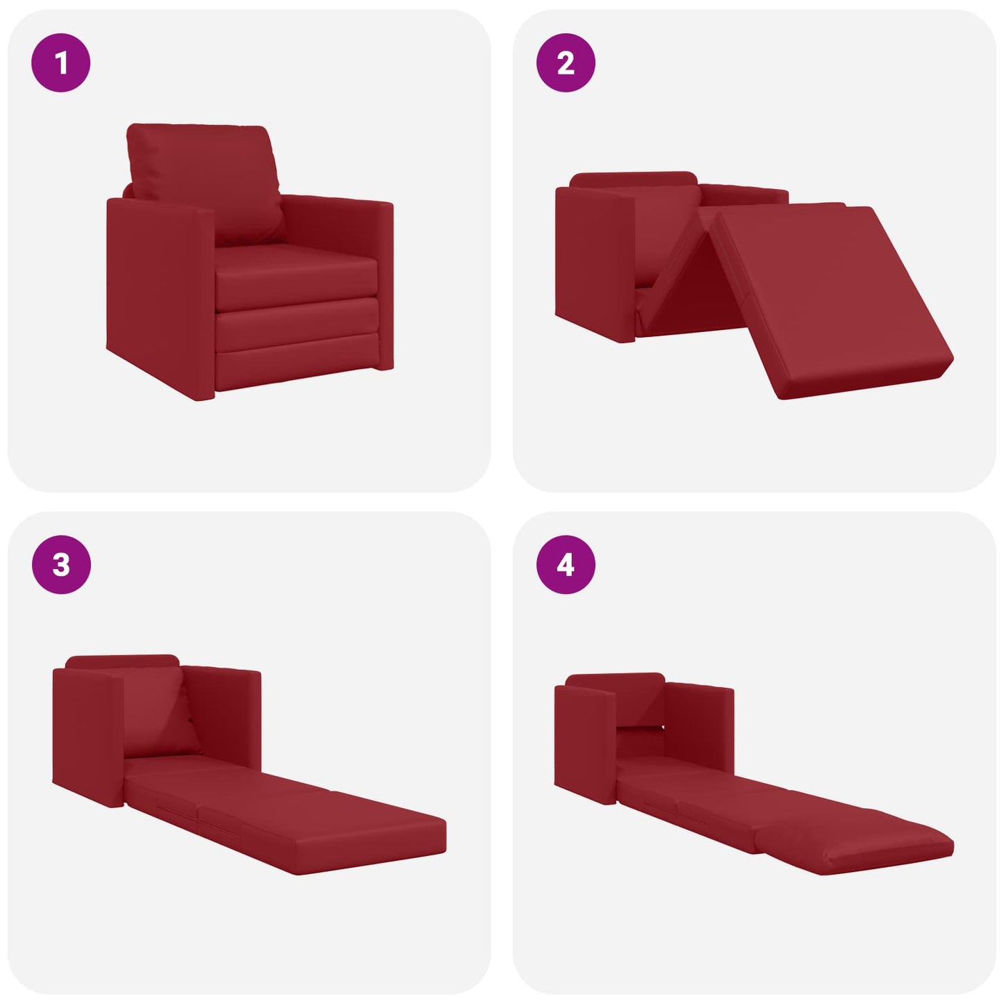 Divano letto 60cm Rosso Vino Pelle Artificiale