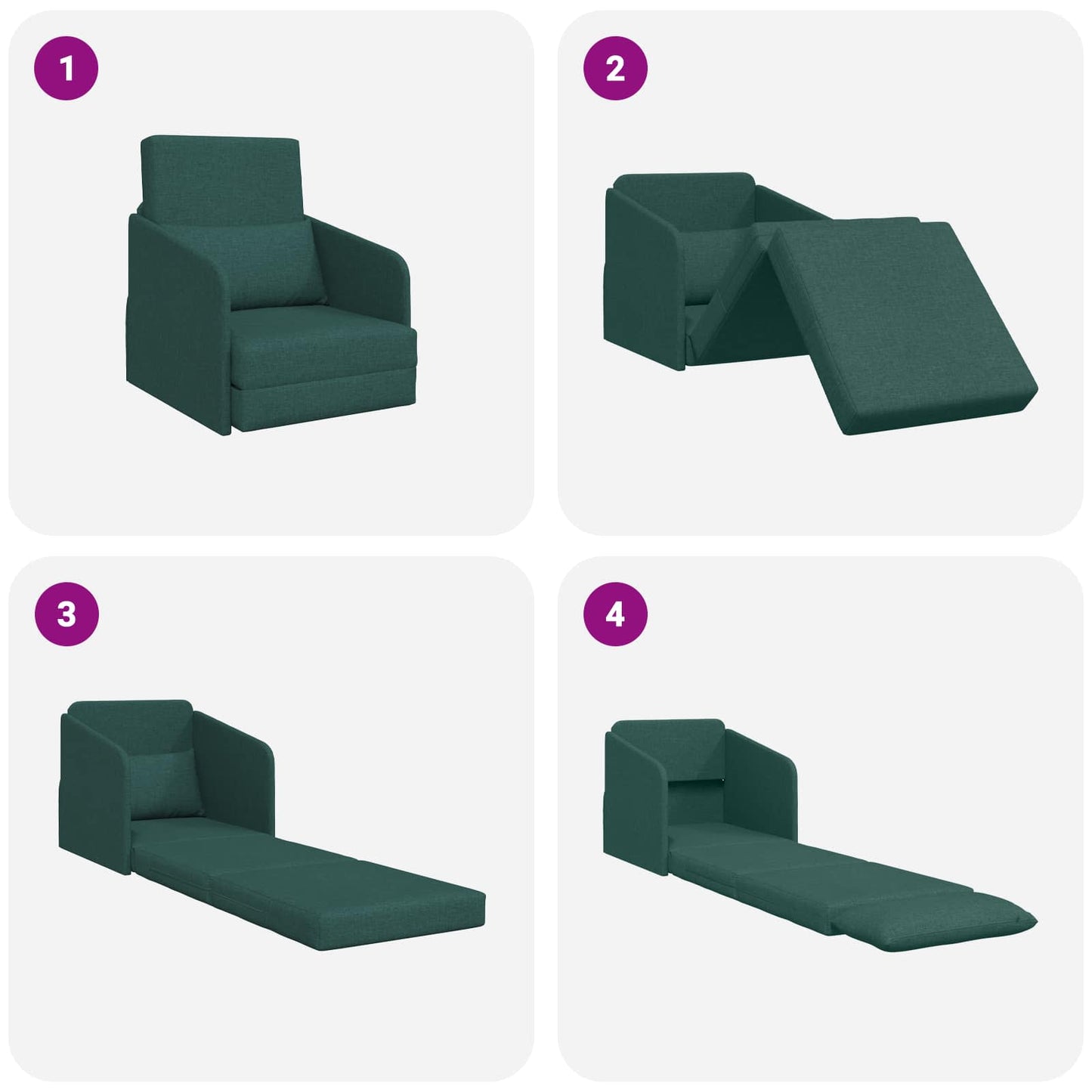 Divano letto Verde Scuro 65 x 80 x 83 cm Tessuto | homemem39