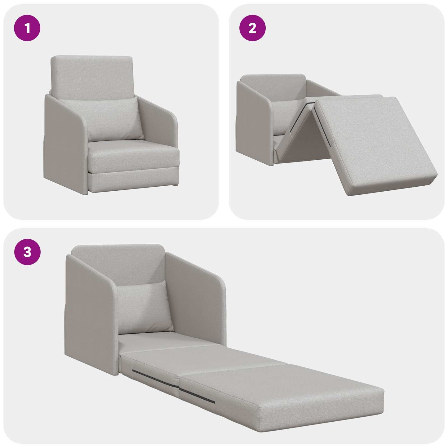 Divano letto Grigio Nuvola 65 x 80 x 83 cm Tessuto