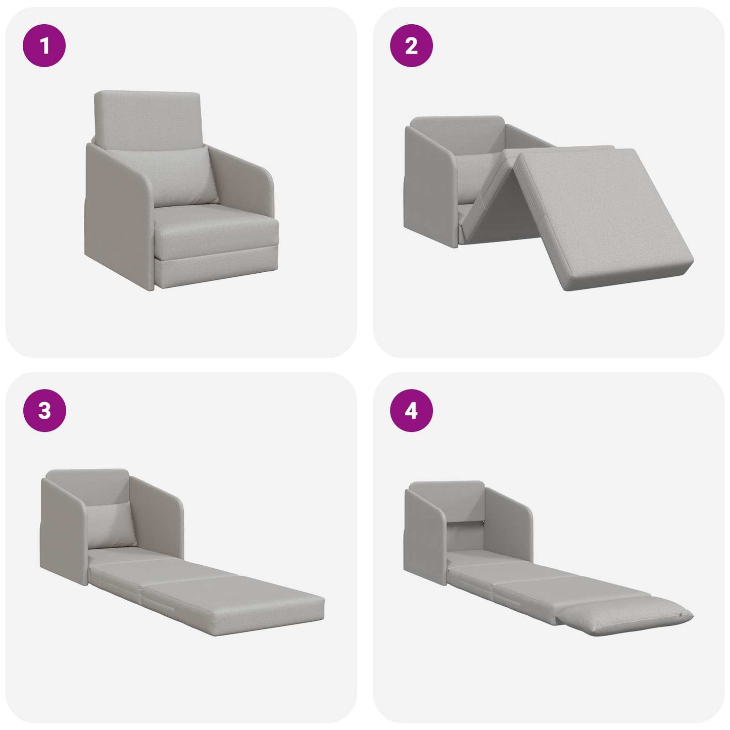 Divano letto Grigio Nuvola 65 x 80 x 83 cm Tessuto