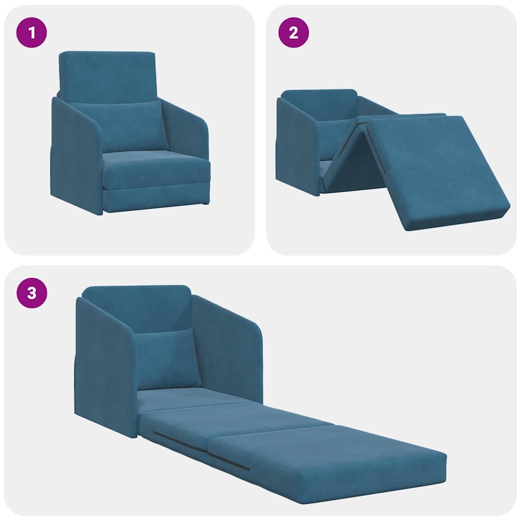 Divano letto Blu 65 x 80 x 83 cm Velluto