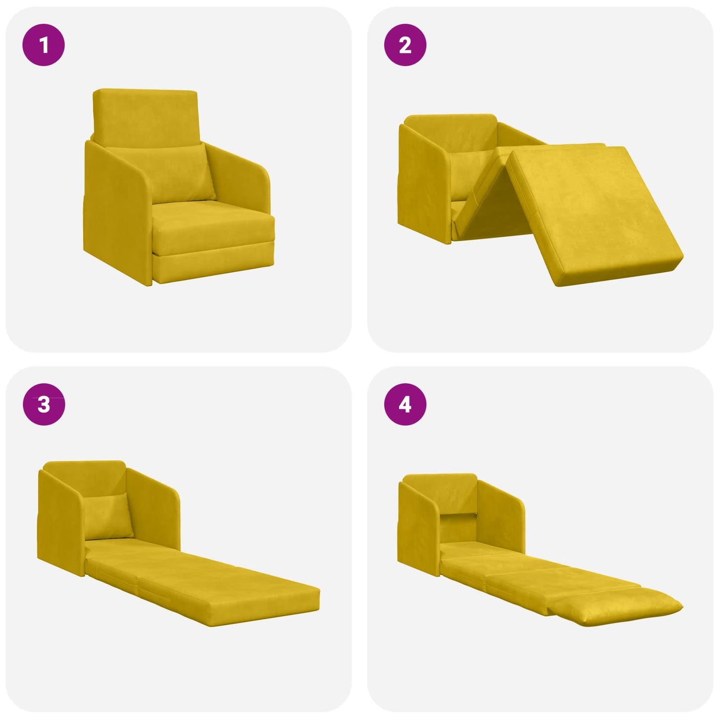 Divano letto Giallo 65 x 80 x 83 cm Velluto