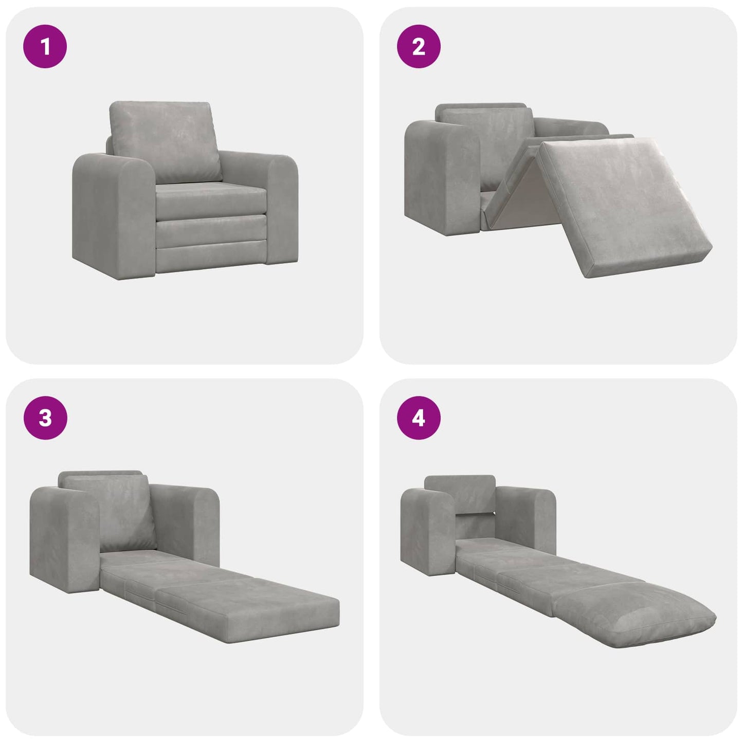 Divano letto Grigio chiaro 98 x 71 x 83 cm Velluto | homemem39