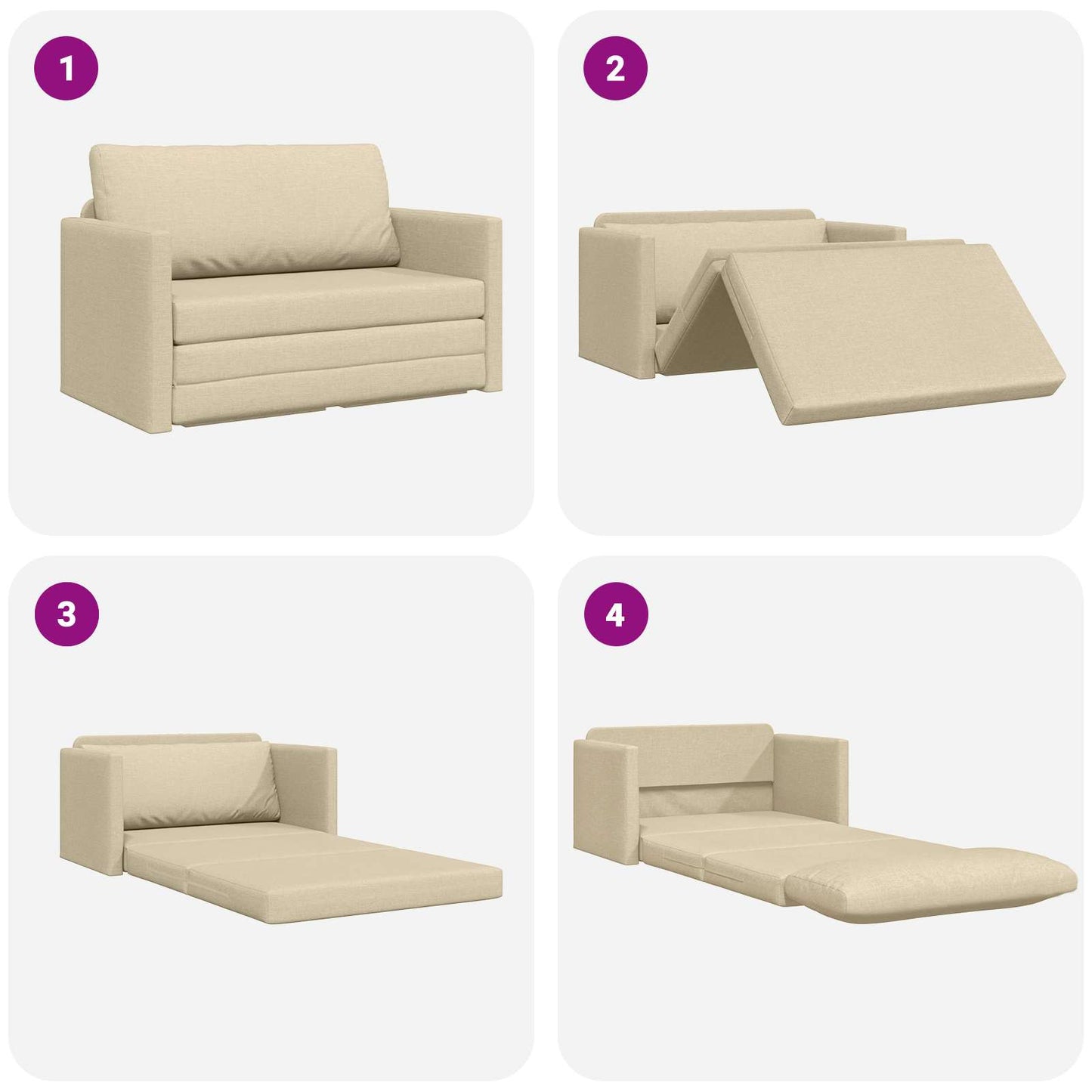 Divano letto 110cm Crema Tessuto | homemem39