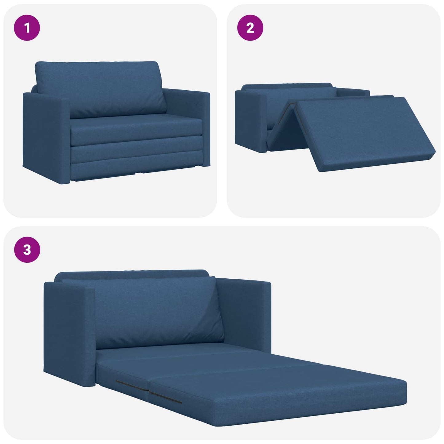 Divano letto 110cm Blu Tessuto