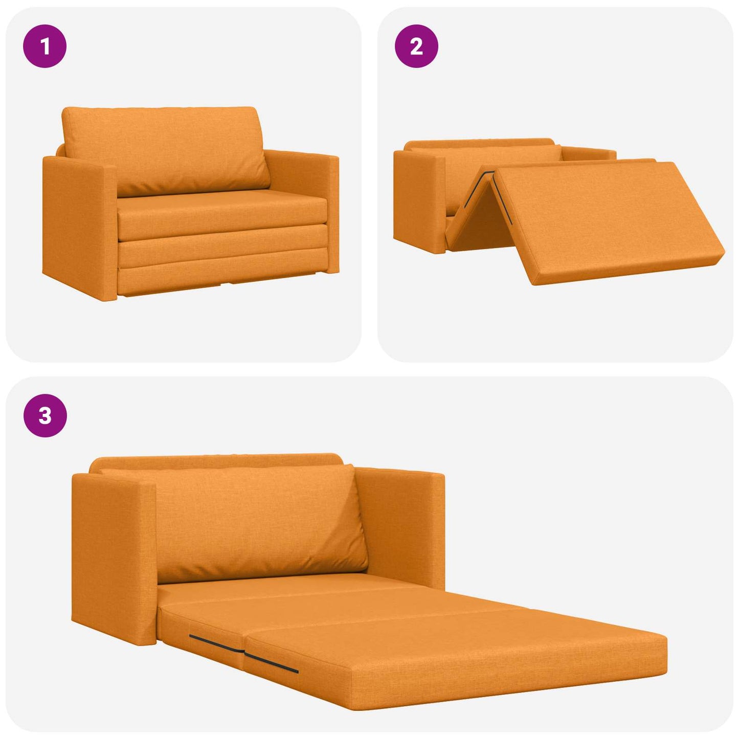 Divano letto 110cm Giallo Scuro Tessuto