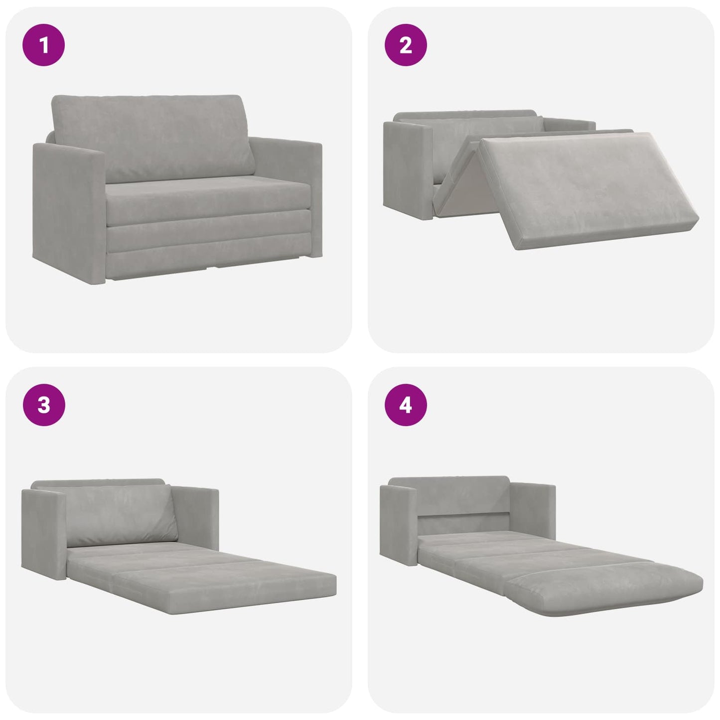Divano letto Grigio chiaro 124 x 71 x 78 cm Velluto