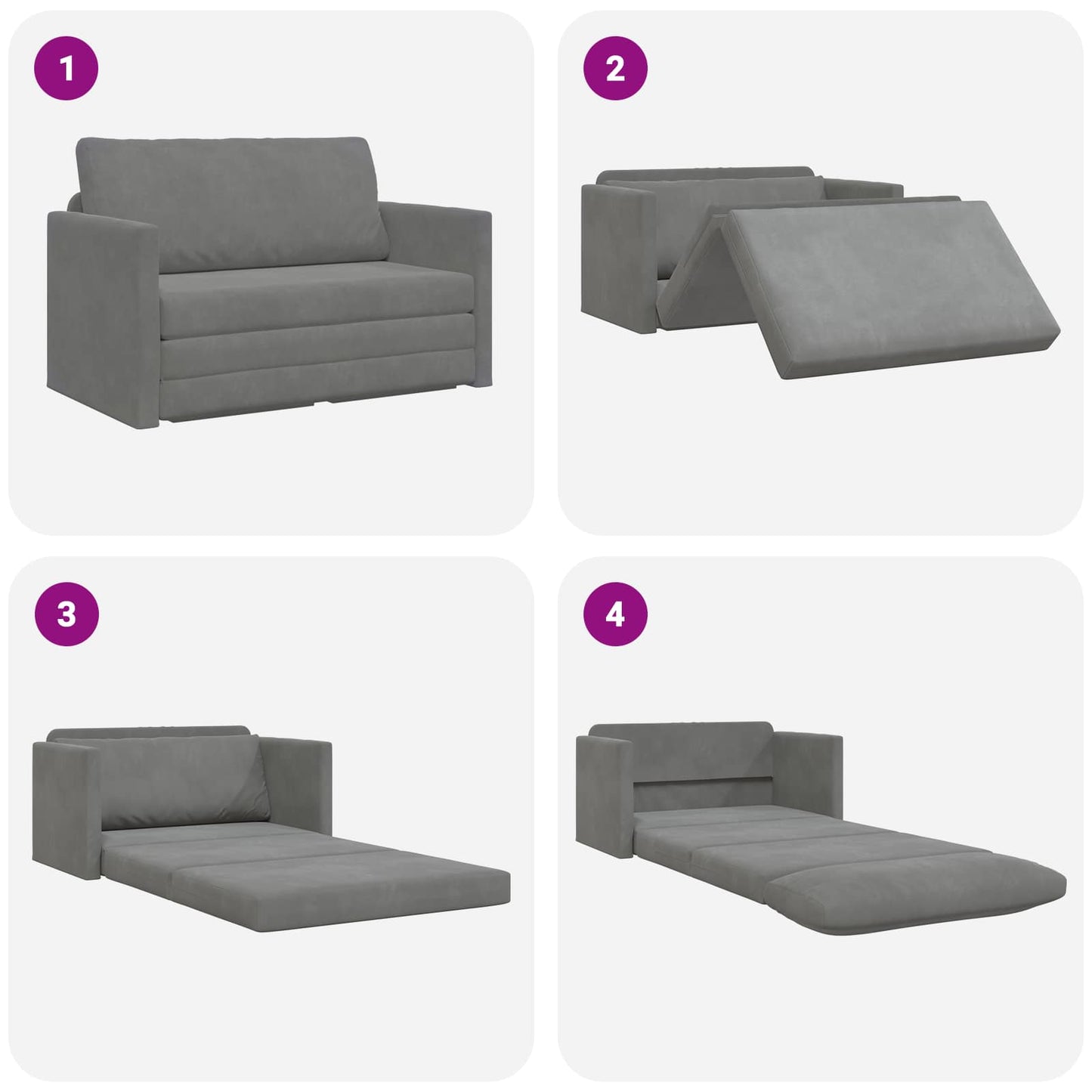 Divano letto Grigio scuro 124 x 71 x 78 cm Velluto