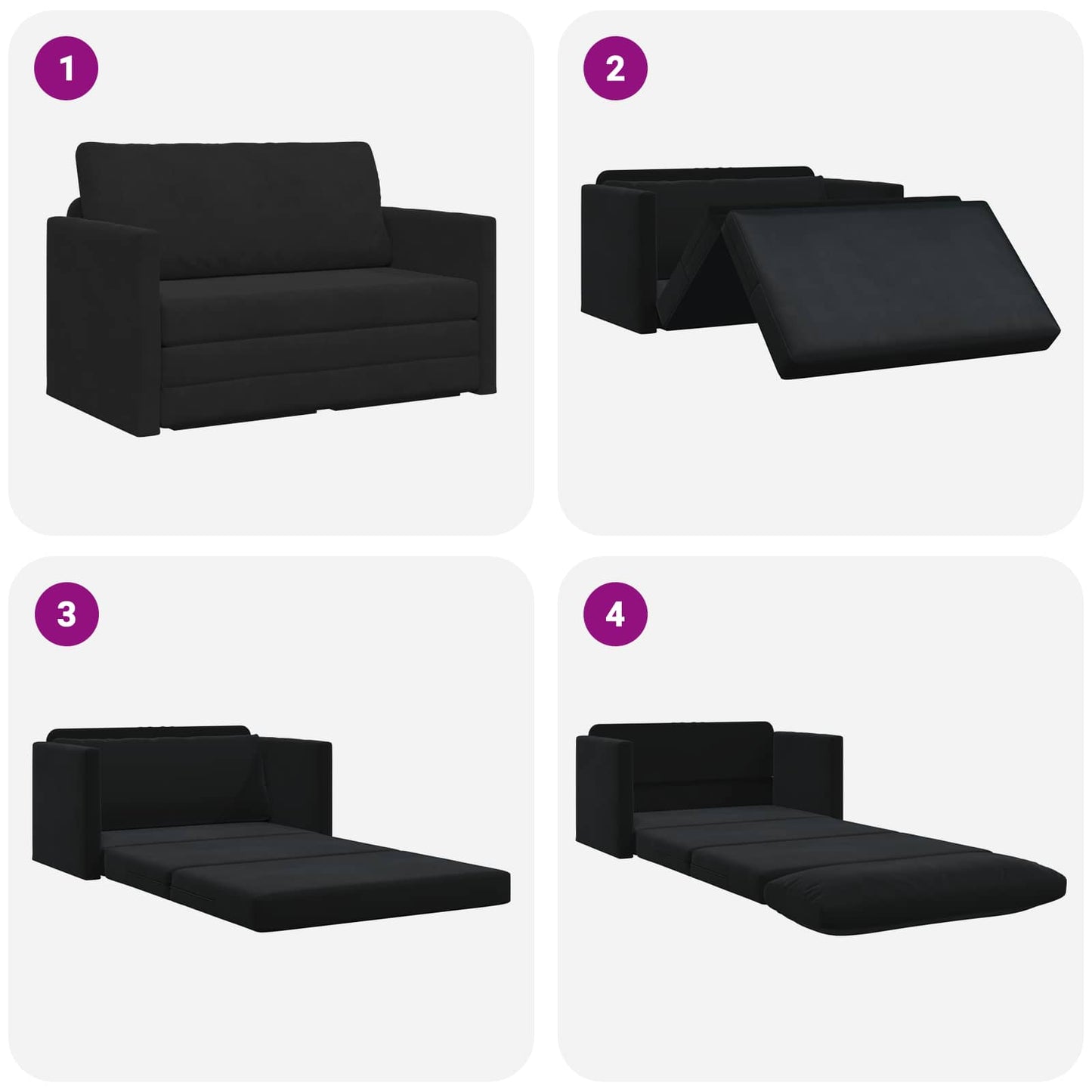Divano letto Nero 124 x 71 x 78 cm Velluto