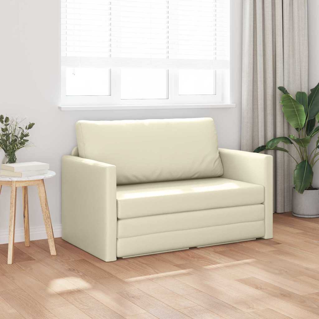 Divano letto Crema 124 x 71 x 78 cm Pelle Artificiale
