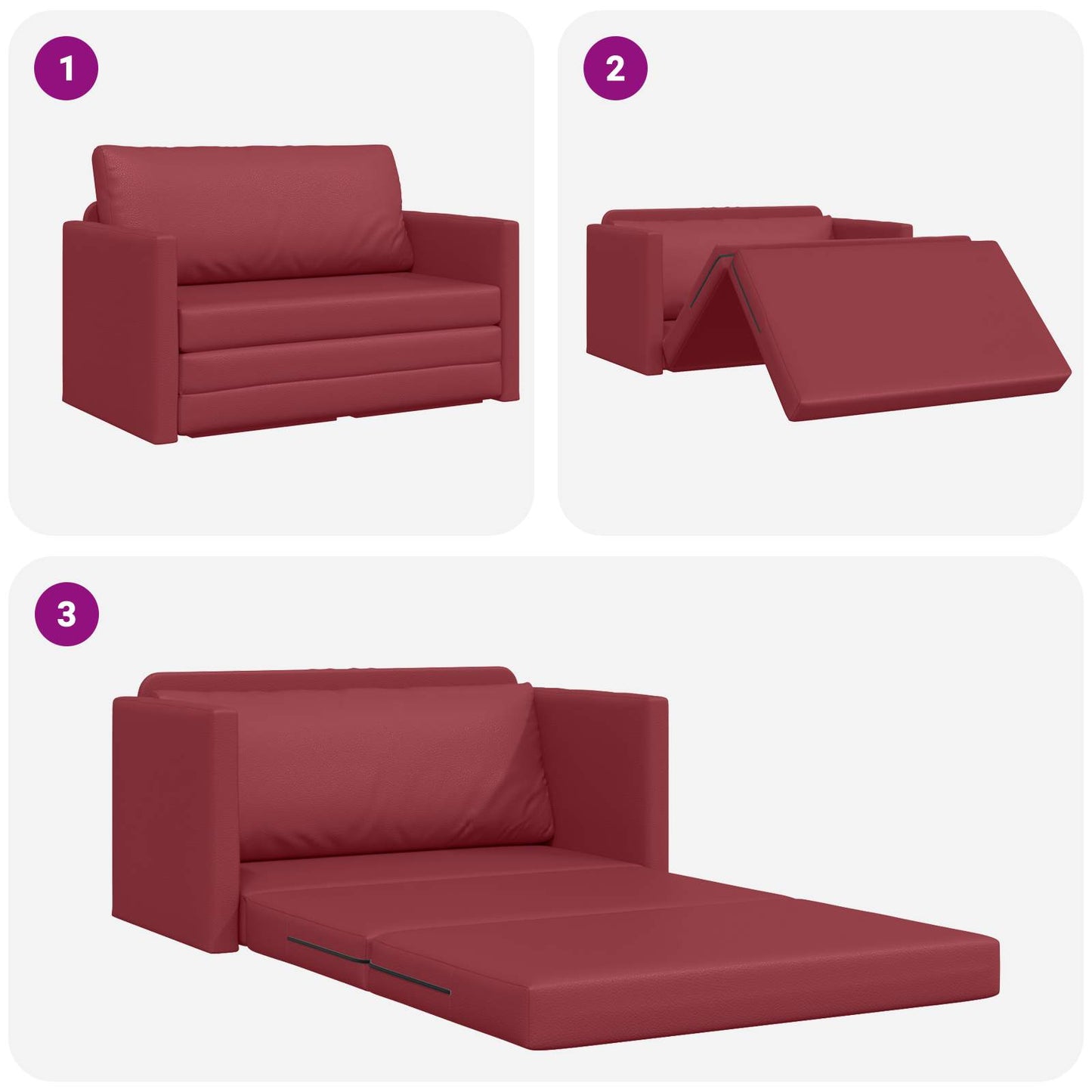 Divano letto Rosso Vino 124 x 71 x 78 cm Pelle Artificiale