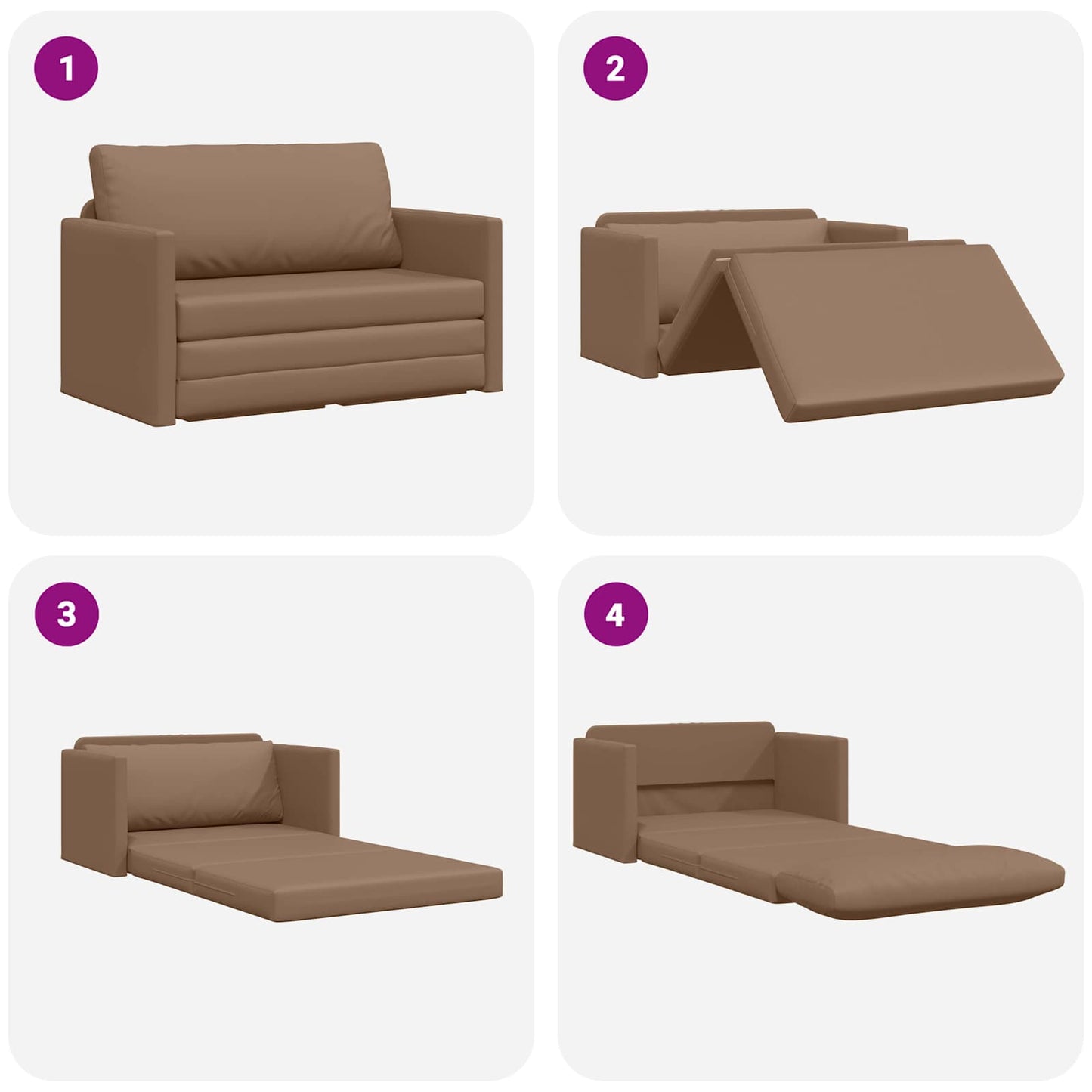 Divano letto Cappuccino 124 x 71 x 78 cm Pelle Artificiale