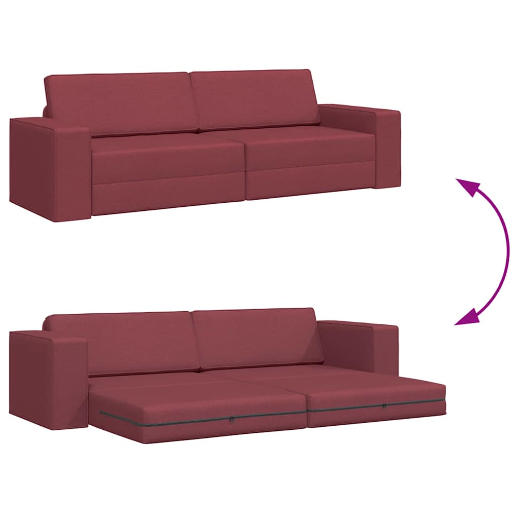 Divano-letto da pavimento Rosso vino 245 x 78 x 77 cm Tessuto - homemem39