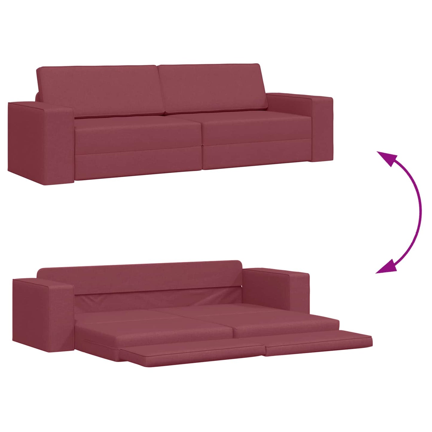 Divano letto Rosso Vino 245 x 78 x 77 cm Tessuto | homemem39