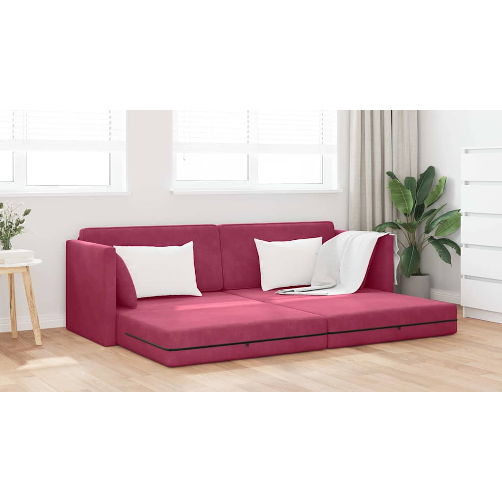 Divano Letto Rosso Vino 213 x 76 x 77 cm Velluto