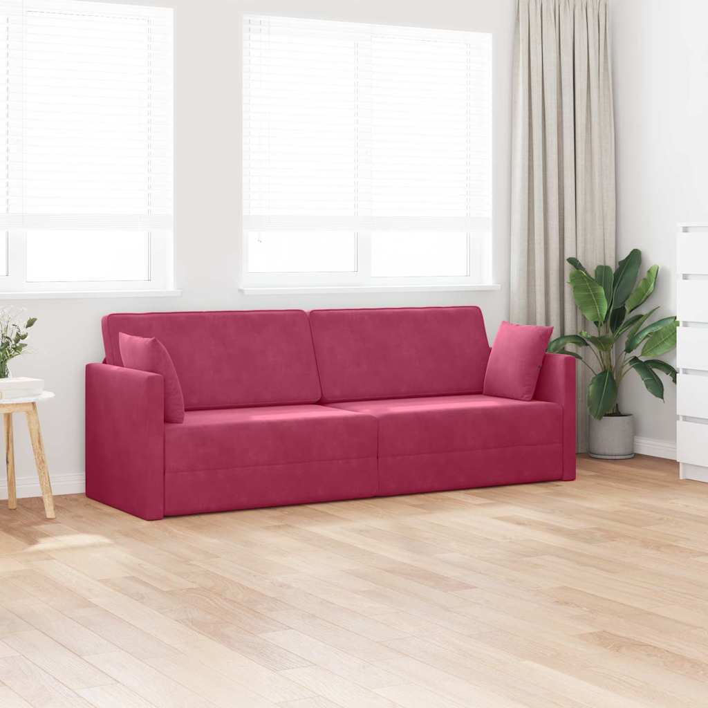 Divano Letto Rosso Vino 213 x 76 x 77 cm Velluto