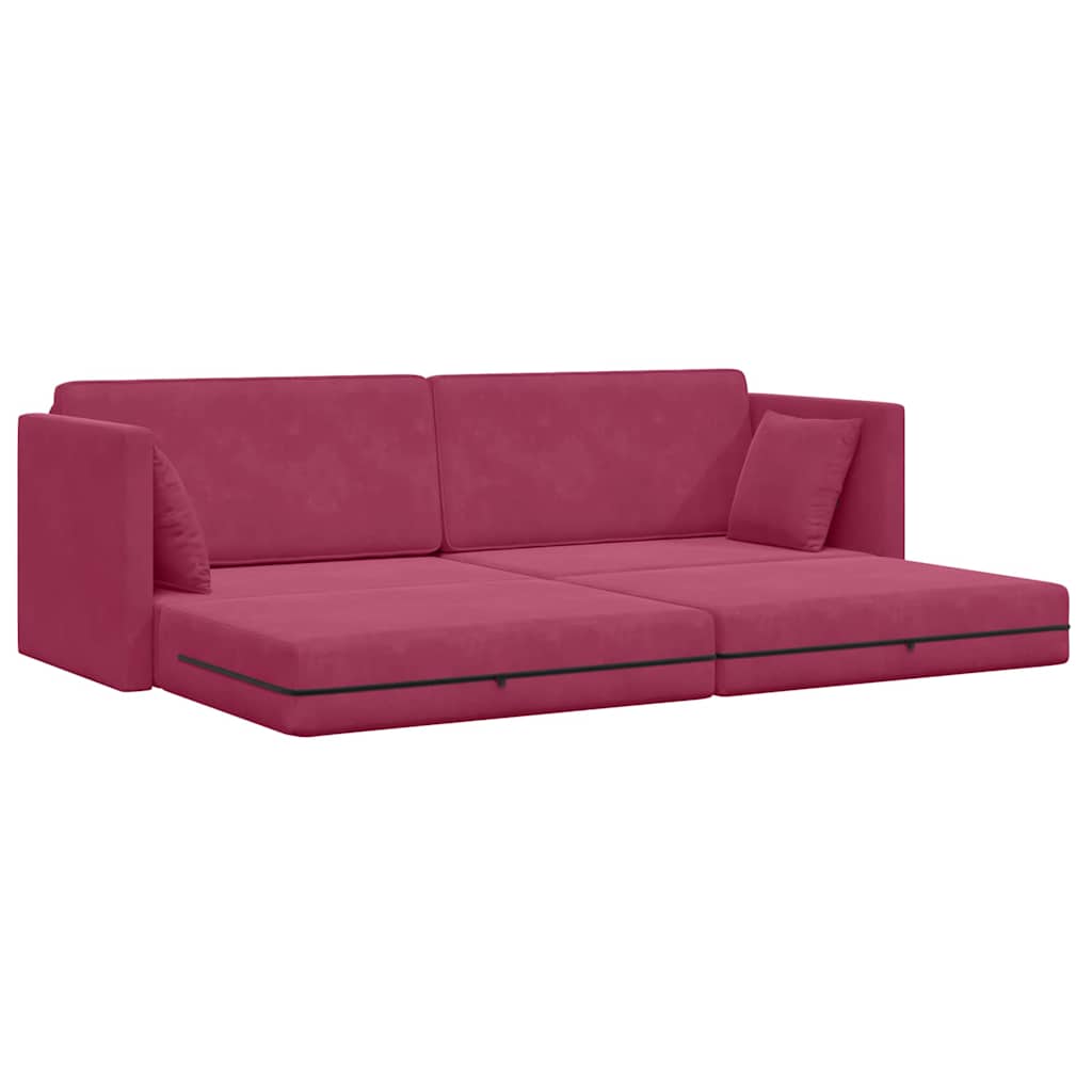 Divano Letto Rosso Vino 213 x 76 x 77 cm Velluto